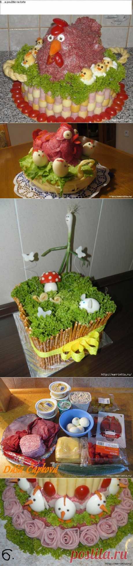 Соленый закусочный торт. Идеи оформления к ПАСХЕ - Salty snack pie. Ideas of registration by EASTER.