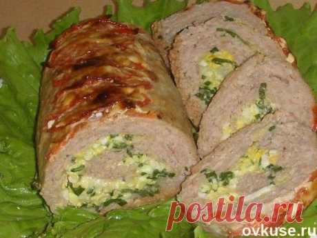 Мясной рулет с зеленым луком и яйцами. - Простые рецепты Овкусе.ру