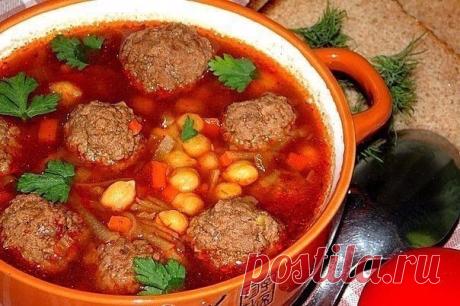 Как приготовить томатный суп с мясными фрикадельками и нутом  - рецепт, ингредиенты и фотографии