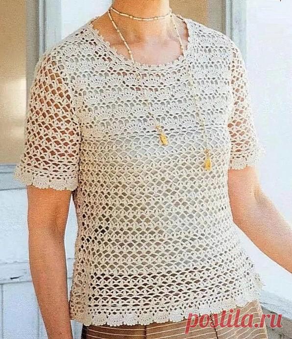 Джемпер с коротким рукавом, узор в копилку