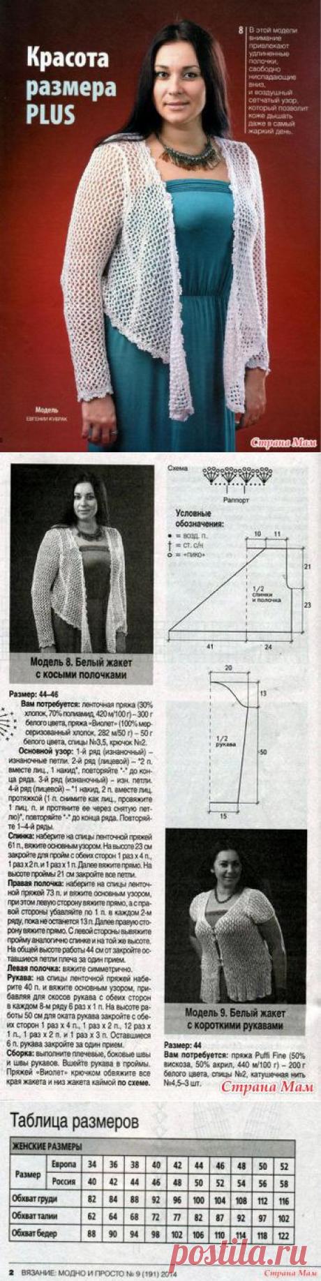 Ажурный жакет с косыми полочками. - ВЯЗАНАЯ МОДА+ ДЛЯ НЕМОДЕЛЬНЫХ ДАМ - Страна Мам