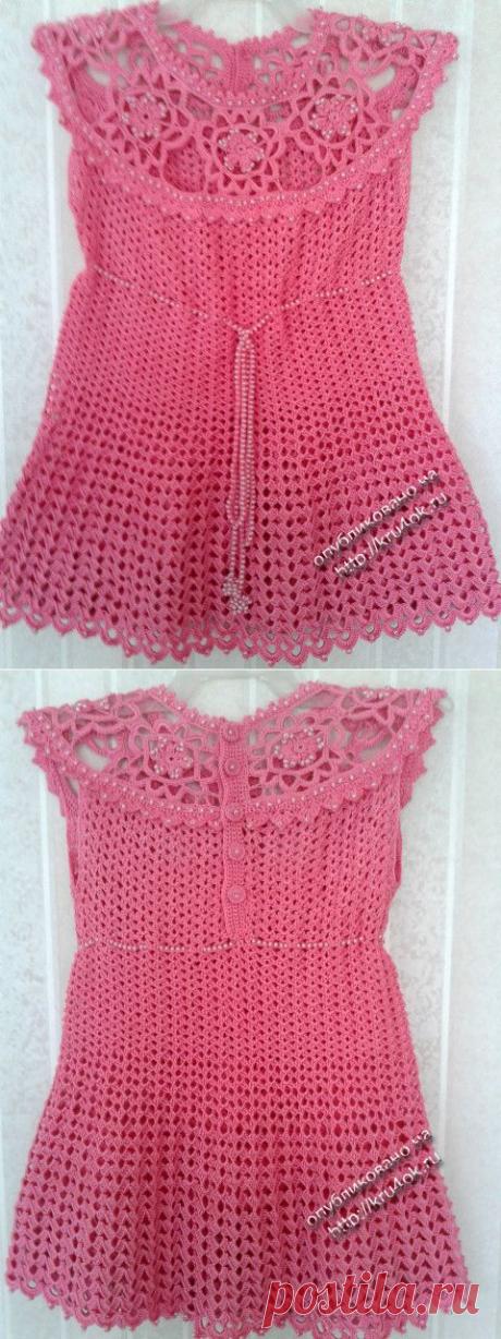 Вязаное крючком платье для девочки — работа Ирины - вязание крючком на kru4ok.ru