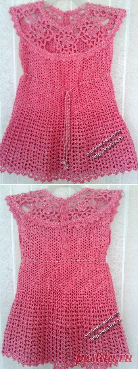 Вязаное крючком платье для девочки — работа Ирины - вязание крючком на kru4ok.ru