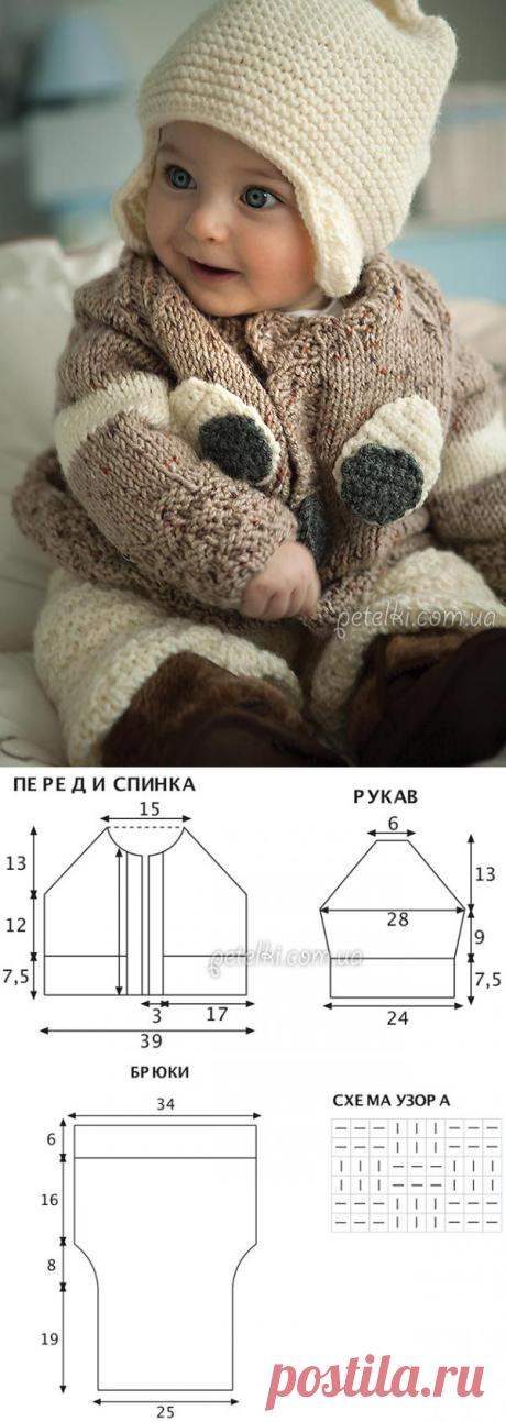 Теплый костюм для годовалого малыша. Описание, схемы