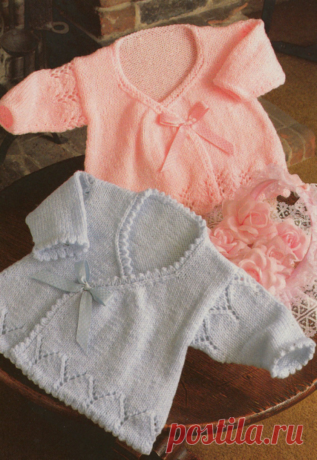 knitting pattern PDF for baby girls wrap cardigans in sizes 14 16 and 18 inch chest newborn premature This item is a PDF file of the knitting pattern for these gorgeous baby items.    The pattern will be available for download upon receipt of payment, for you to print out or read from your computer.    The items are knit in double knitting yarn with 3.75mm and 3mm needles.    Such pretty cardigans which tie with a ribbon.    All patterns are sent with a UK/USA needle conversion chart.