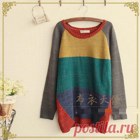 Бесплатная доставка 2014 новый осень мори женщин девушки контрастность цвет лоскутная длинные шерстяные свитера, женский свободного покроя вязать пуловеры, принадлежащий категории Пуловеры и относящийся к Одежда и аксессуары на сайте AliExpress.com | Alibaba Group