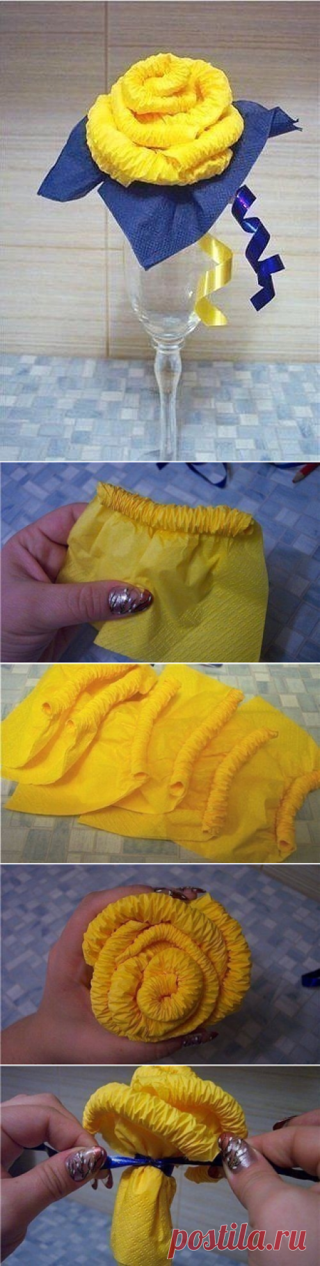 Роза из салфеток для украшения стола