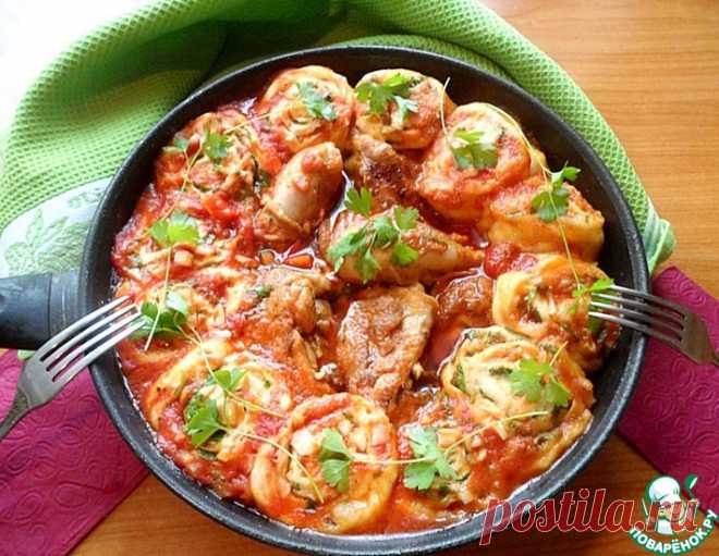 Курица с фаршированными рулетами – кулинарный рецепт