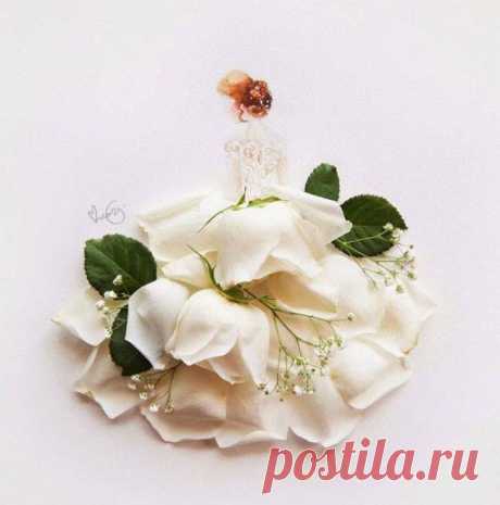 Рисунки из акварели и цветов