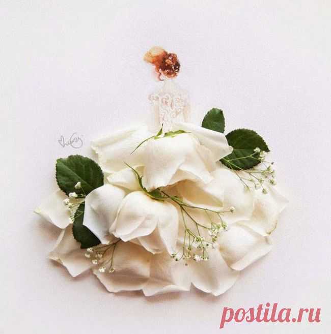 Рисунки из акварели и цветов