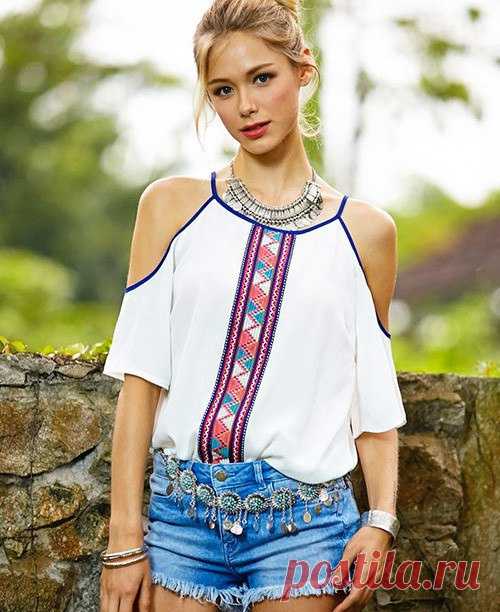 Блузка с открытыми плечами (готовые выкройки) / Простые выкройки / ВТОРАЯ УЛИЦА