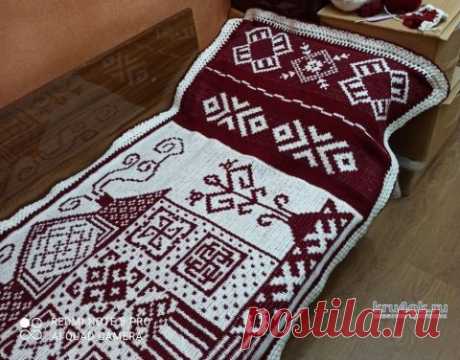 Плед крючком в технике двойной жаккард. Работа Галины Бофановой