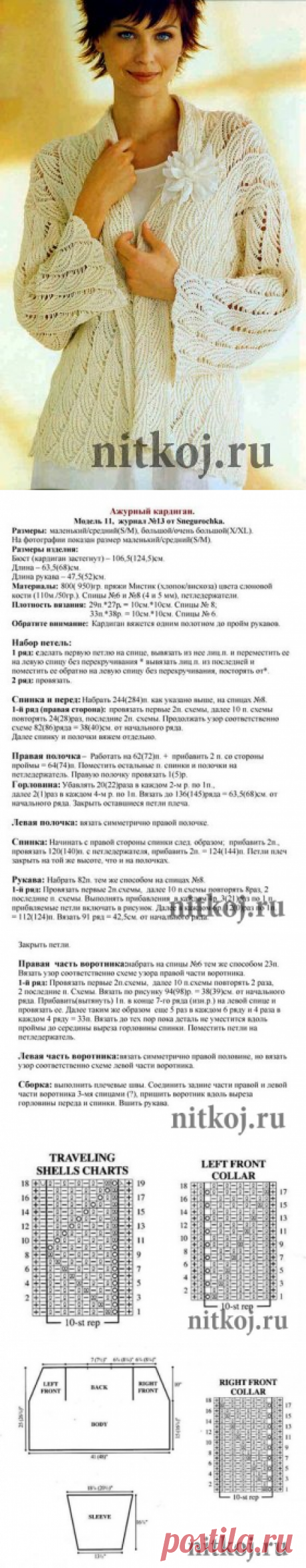 Ажурный кардиган спицами &amp;raquo; Ниткой - вязаные вещи для вашего дома, вязание крючком, вязание спицами, схемы вязания