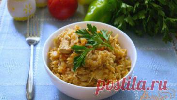 Греческий лаханоризо с курицей Вкусный вариант Лаханоризо с курицей. Ингредиенты: Рис - 1 стакан, Капуста - 300 гр, Морковь - 1 шт, Лук репчатый - 2 шт, Томатный сок или томатный соус(паста) - 1 стакан, Соль, перец - по вкусу, Куриная грудка - 1 шт, Масло растительное - 50 гр, Вода - 2 стакана, Специи на ваш выбор - по вкусу, Бла