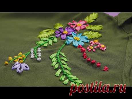 Cómo Bordar una Blusa con Cintas | Ribbon Embroidery Blouse | Artesd'Olga