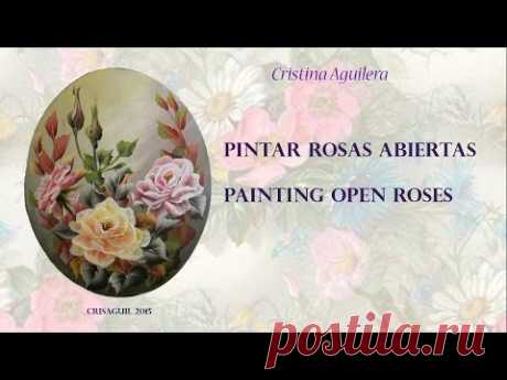 Pintar rosas abiertas. Painting open rose one-stroke