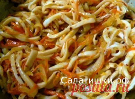 РЕЦЕПТ ТЕПЛОГО САЛАТА С КАЛЬМАРАМИ » Рецепты вкусных салатов
