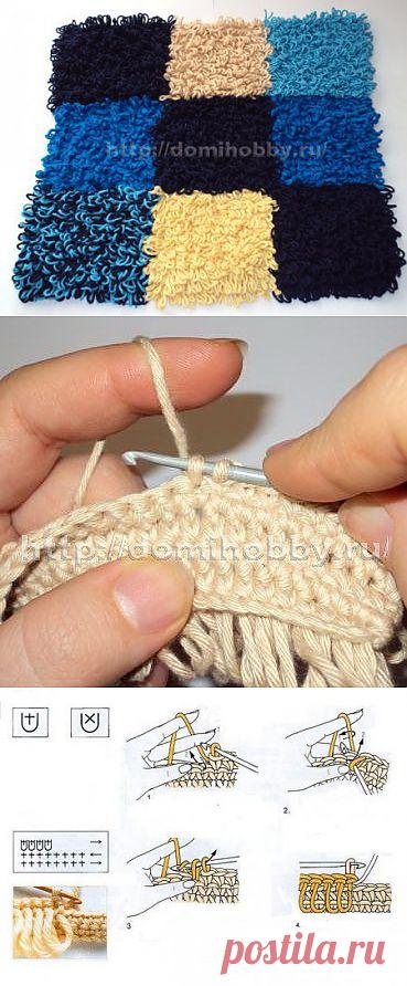 Вязание коврика узором "мех"