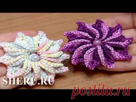 Crochet 3D Flower Patterns Tutorial 47 Вязание цветка - YouTube