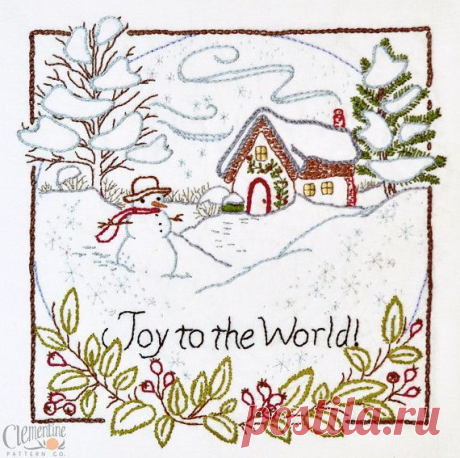 Joy to the World - Winter - 100% Cotton Embroidery Pattern