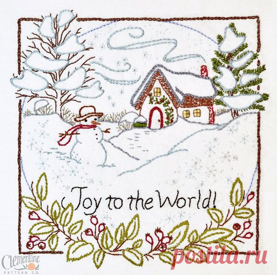 Joy to the World - Winter - 100% Cotton Embroidery Pattern