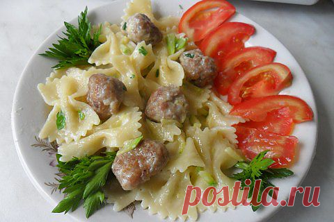 (+1) - Фарфалле в сливочно сырном соусе с фрикадельками | Любимые рецепты
