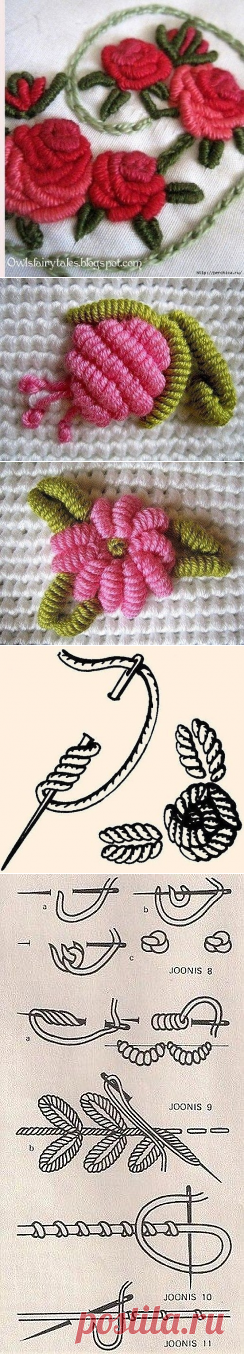 Вышивка рококо по вязаному полотну - основные приемы