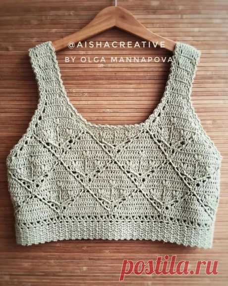 Укороченный топик от Ольги Маннаповой | Вязание спицами и крючком🧶 Настя Бодак | Дзен