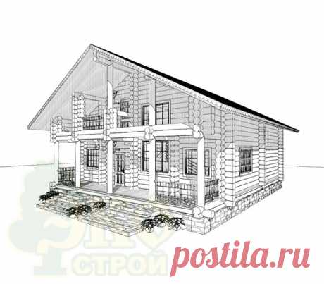 Проект деревянного двухэтажного дома с террасой площадью 200 м2 (ПД-200-1,5)