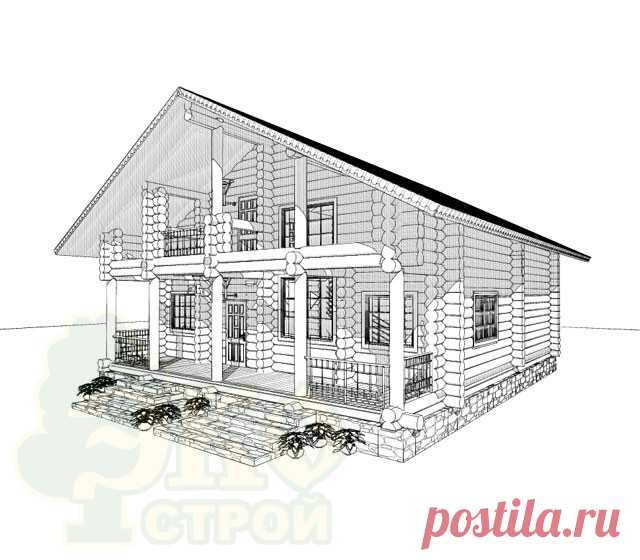 Проект деревянного двухэтажного дома с террасой площадью 200 м2 (ПД-200-1,5)