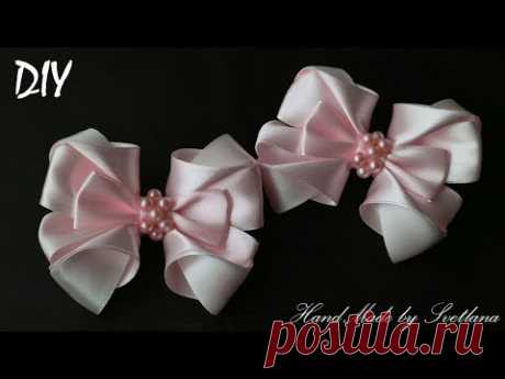 Резинки с бантиками из лент КАНЗАШИ DIY Bows made of ribbon Kanzashi Laço de Cetim Curva da fita 10
