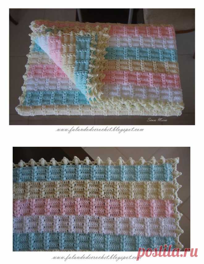 Irish crochet &: Детский плед "Николь" крючком от Sônia Maria. МК