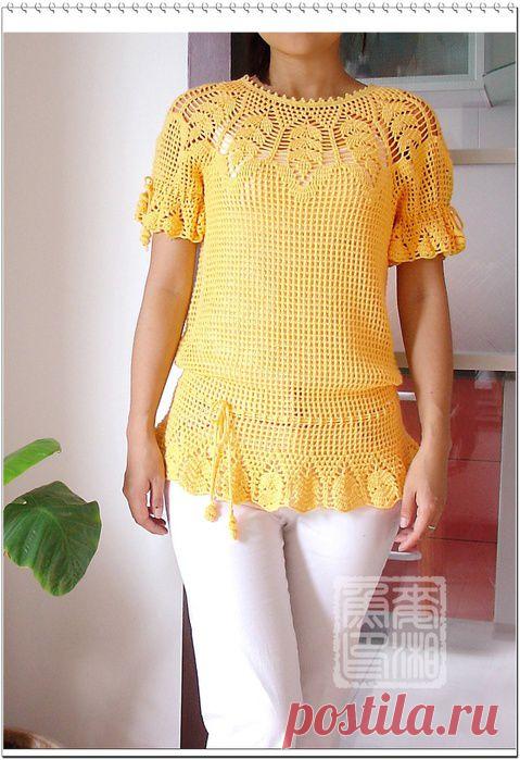 ЖЁЛТАЯ ТУНИКА. Крючок. Схемы. /