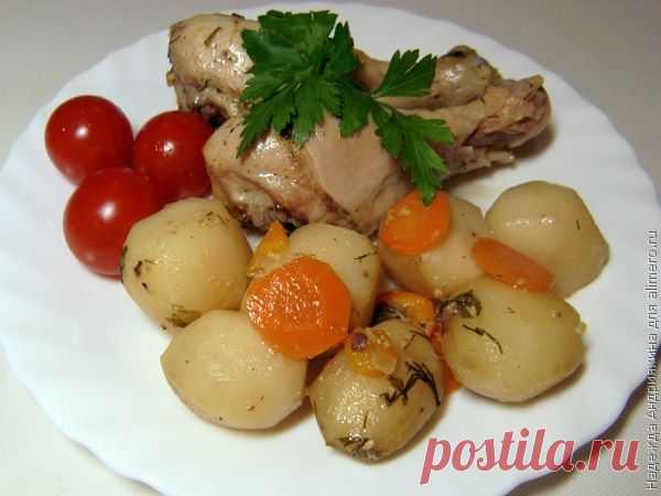 Куриные ножки, тушеные с картофелем в рукаве / Рецепты с фото