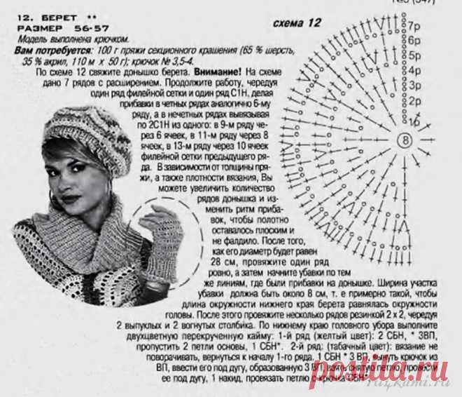 Перчатки и берет крючком » Сайт "Ручками" - делаем вещи своими руками