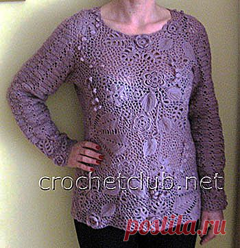 Свитер из мохера в технике ирландское кружево - Вязание Крючком. Блог Настика