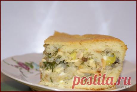Пирог с рыбой и колбасным сыром