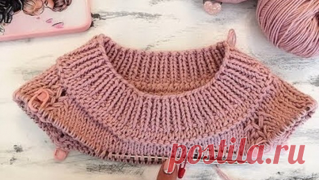 Как вывязать росток. Вяжем свитер регланом сверху.