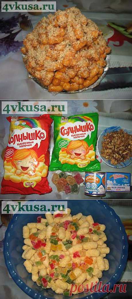 Торт из кукурузных палочек (торт без выпечки). Фоторецепт. | 4vkusa.ru