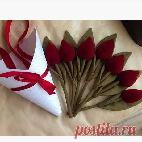 Бархатные тюльпаны 😍❤️#тюльпаны#из#ткани#