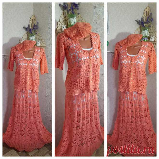 Женский комплект- юбка + кофточка + берет