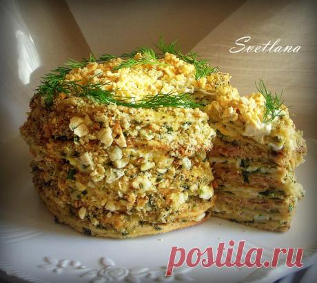 Закусочный торт &quot;Нептун&quot;. /тесто на пиве/.