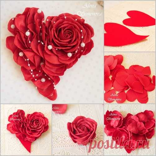 how to DIY Felt Rose Heart Wall Decor