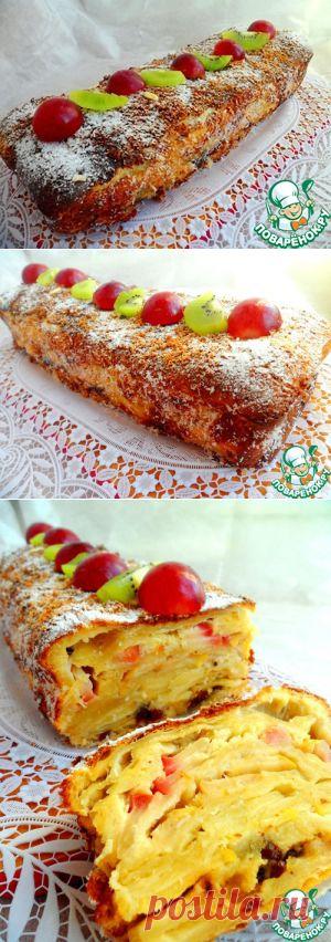 Яблочный пирог из слоеного теста в сливочно-коричной заливке - кулинарный рецепт