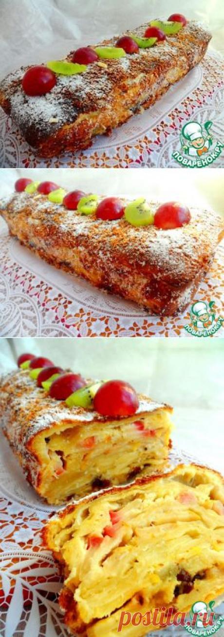 Яблочный пирог из слоеного теста в сливочно-коричной заливке - кулинарный рецепт