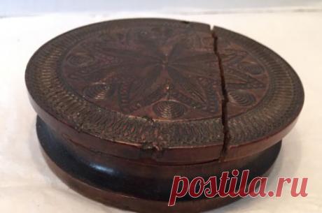 Antique Wood Lathe Snuff Box Decorated Walnut Lid Cracked for Repair | eBay