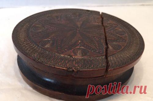 Antique Wood Lathe Snuff Box Decorated Walnut Lid Cracked for Repair | eBay