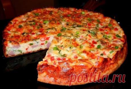 шеф-повар Одноклассники: Быстрый пирог с ветчиной и болгарским перцем.