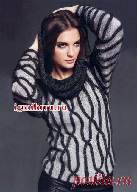 Жакет от Drops Design и Двухцветный пуловер