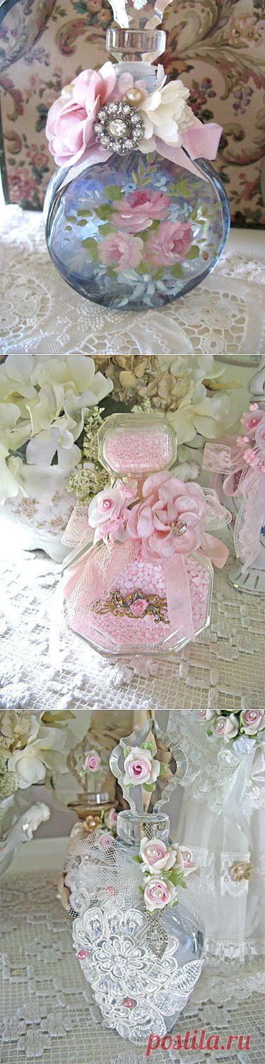 Шикарные винтажные стеклянные бутылочки.